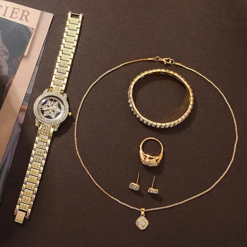 Luxus-Schmuckset mit fünf Strasssteinen und Schneeflockenmuster