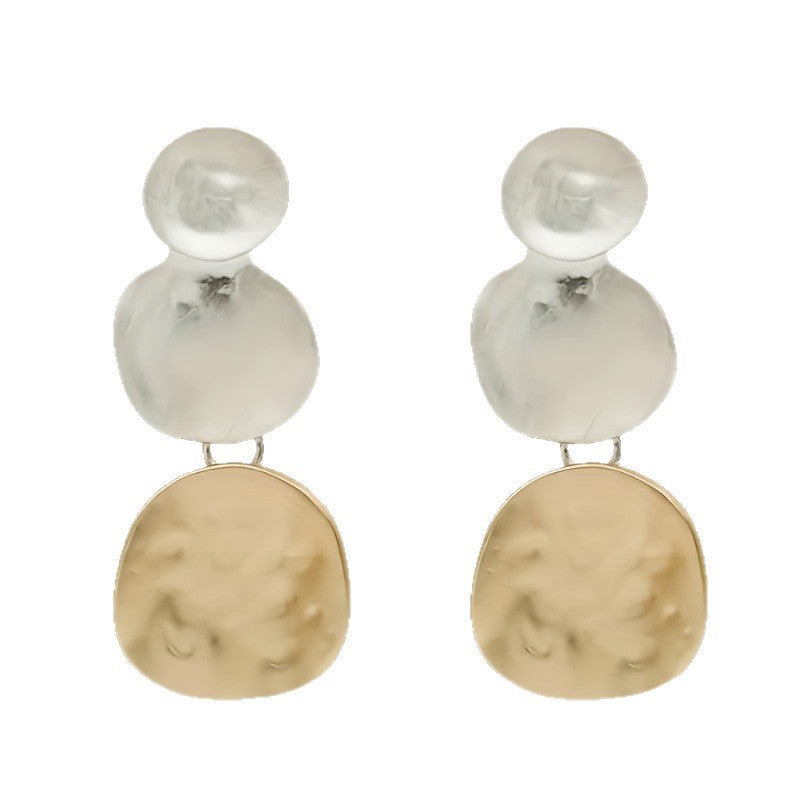Circular Patchwork Earrings Geometric Bold Fashionable And Minimalist