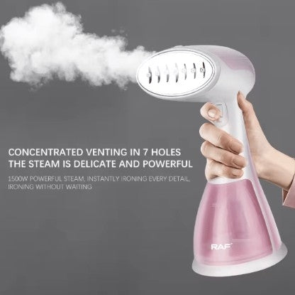 Portable Bucciato garment steamer with hand-hanging design, compact and easy to use for quick clothing steaming.