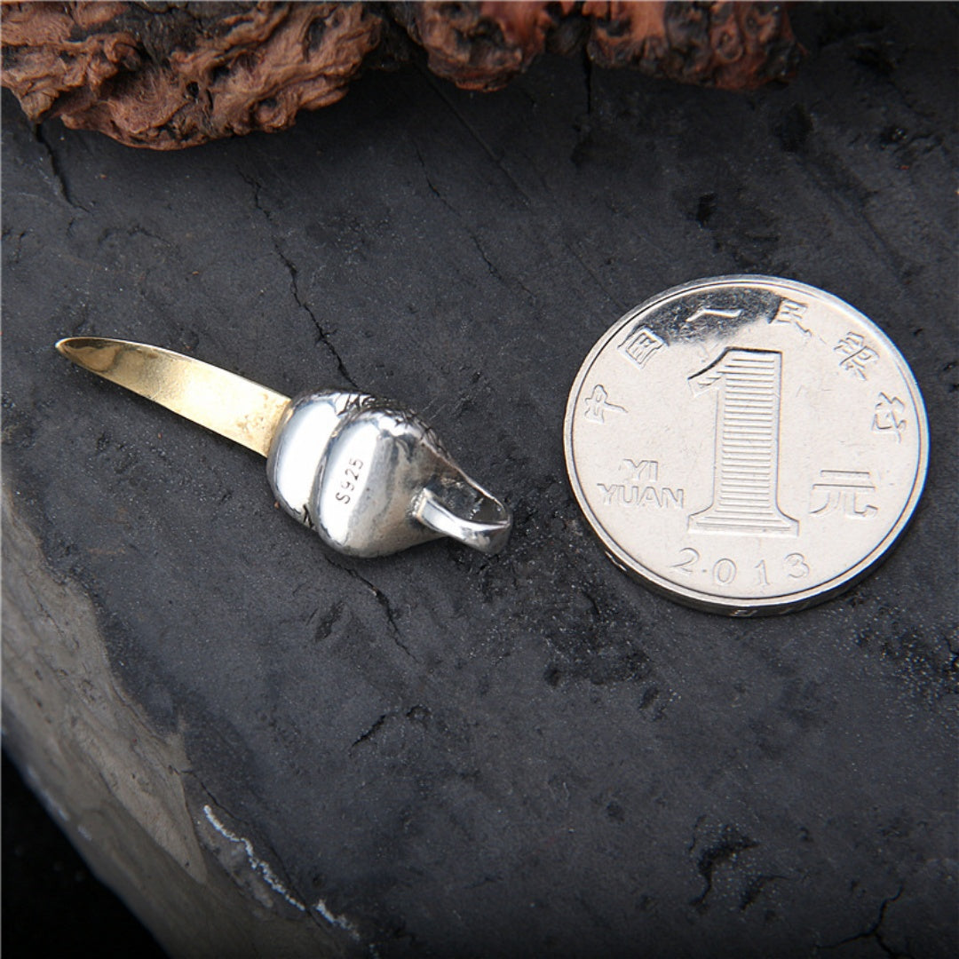 925 Sterling Silver Vintage Style Dinosaur Eagle Claw Gold Pendant
