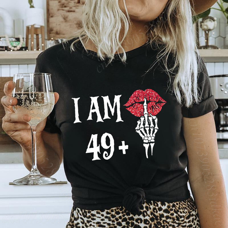 Women's Letter-Print Loose T-Shirt Casual Crew-Neck Top