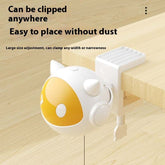 Lifting Electric Cat Toy in white and yellow ABS, with a cat-shaped body, adjustable clamp and hanging teaser cord